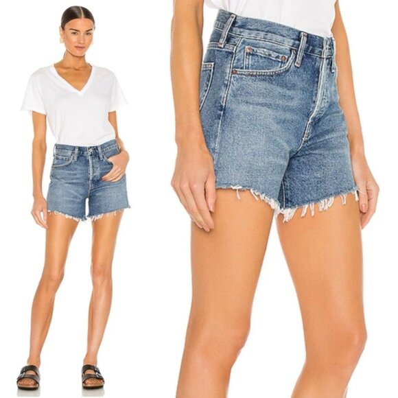 Agolde Parker Long Vintage Loose Short in Skywave High Waist Denim Jean 29 $138 - Picture 1 of 8